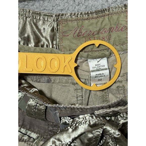 Vintage Abercrombie Fitch Pants Green Cargo Camo‎ Y2K Sz 00 Parachute Military - Picture 9 of 16